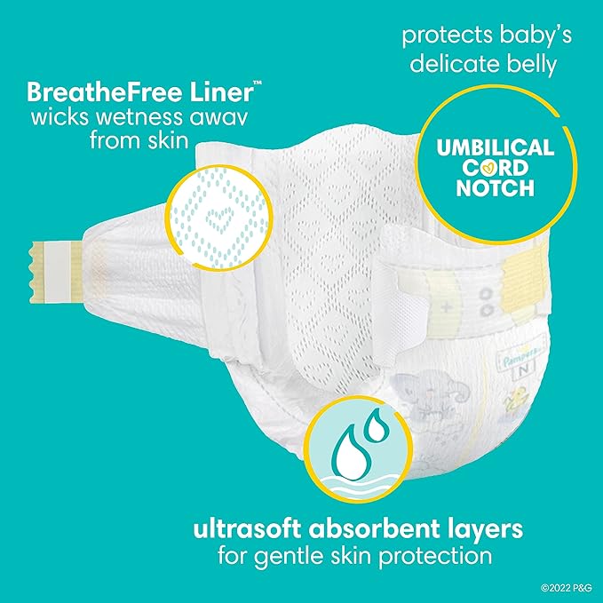 Pampers Swaddlers Diapers Newborn - Size 0, 31 Count, Ultra Soft Disposable Baby Diapers