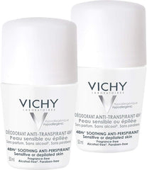 ORIGINAL Vichy Deodorant Roll-On Sensitive Anti-Translucent 48h Double Pack of 2 x 50 ml