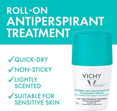 Vichy 48 Hour Anti-Perspirant Treatment Roll-On for Sensitive Skin, 50 ml